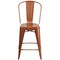 Merrick Lane Stella 24" Metal Indoor-Outdoor Counter Stool with Vertical Slat Back and Integrated Footrest